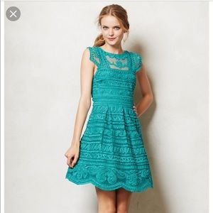 ANTHROPOLOGIE Yoana Baraschi teal dress. Size 10.